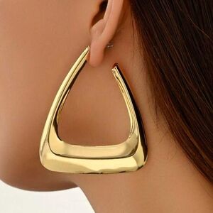 Gold Open Triangle Hoop Earrings - Women Jewelry